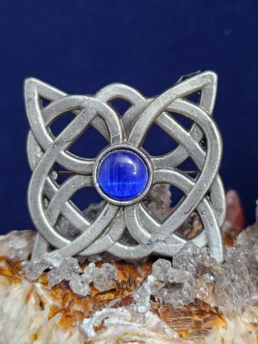 Celtic Knot Brooch with Blue Cabochon