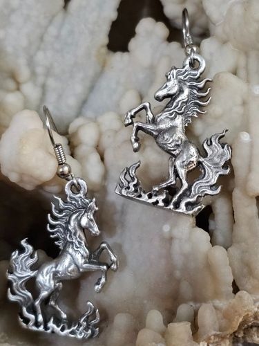 Year of the Fire Horse - Pewter Earrings