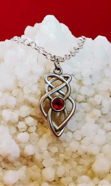 Celtic Owl Necklace with Red Crystal
