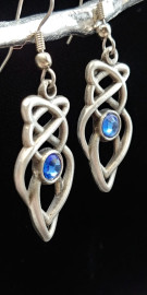 Celtic Knot Earring with Blue Crystal