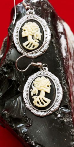 Lolita on Black Cameo Earrings